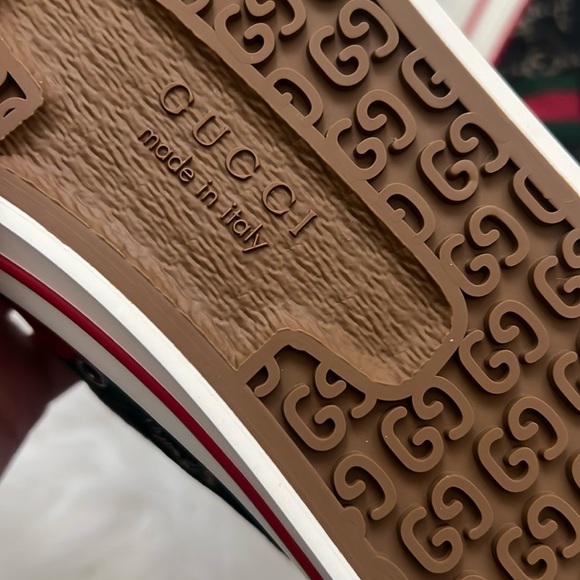 🆕💯% Auth Gucci Mens BLACK JACQUARD DENIM TENNIS 1977 HIGH-TOP SNEAKERS - Picture 6 of 15